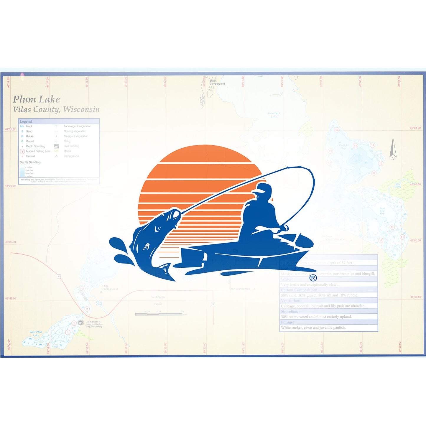 Plum Lake (Vilas Co) Fishing Map