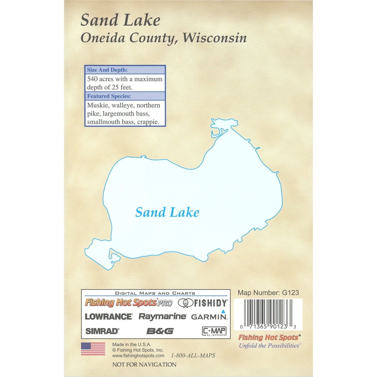 Sand Lake (Oneida Co) Fishing Map