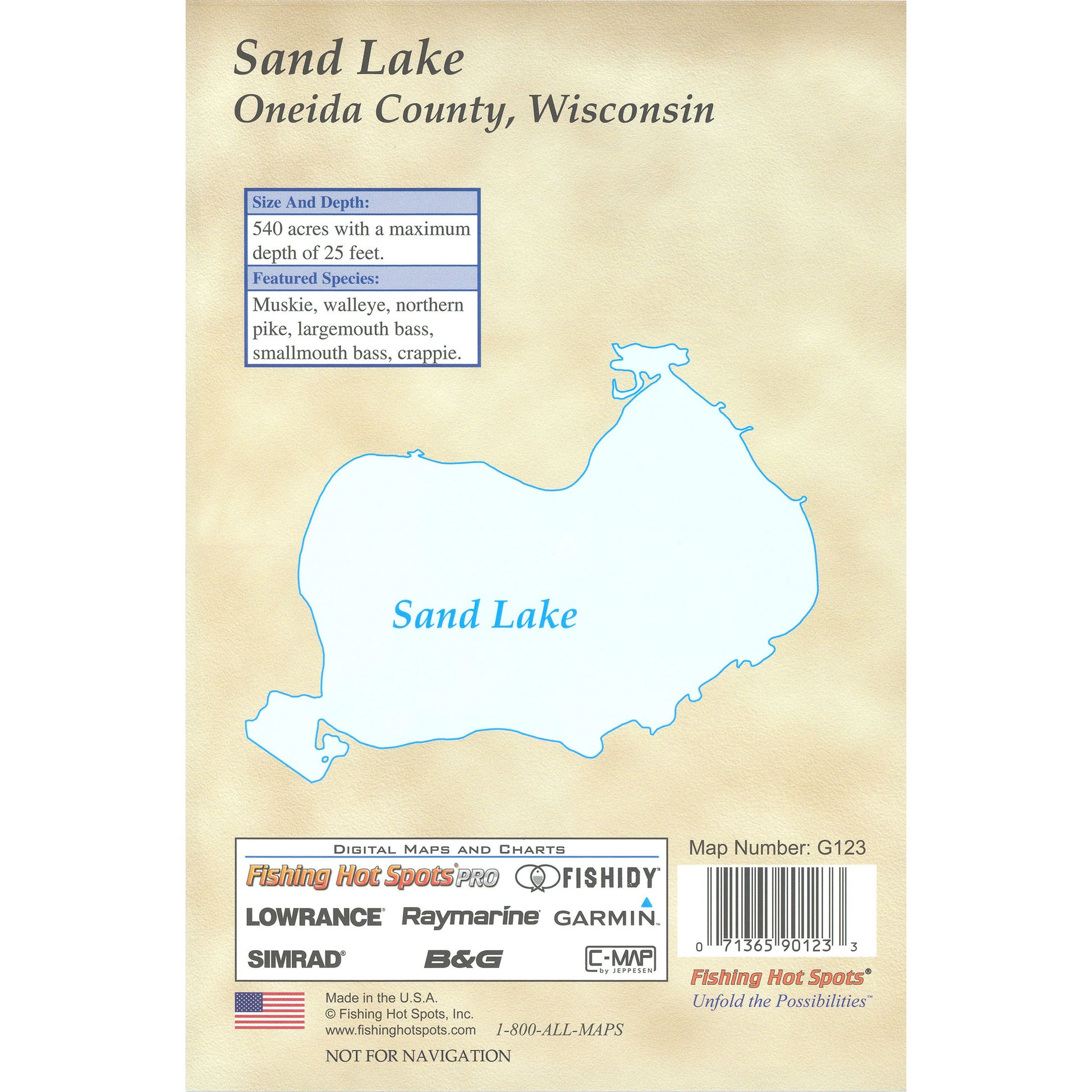 Sand Lake (Oneida Co) Fishing Map