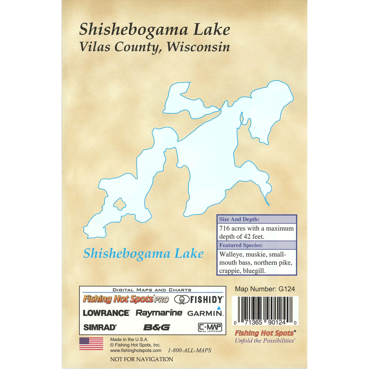 Shishebogama Lake (Vilas Co) Fishing Map