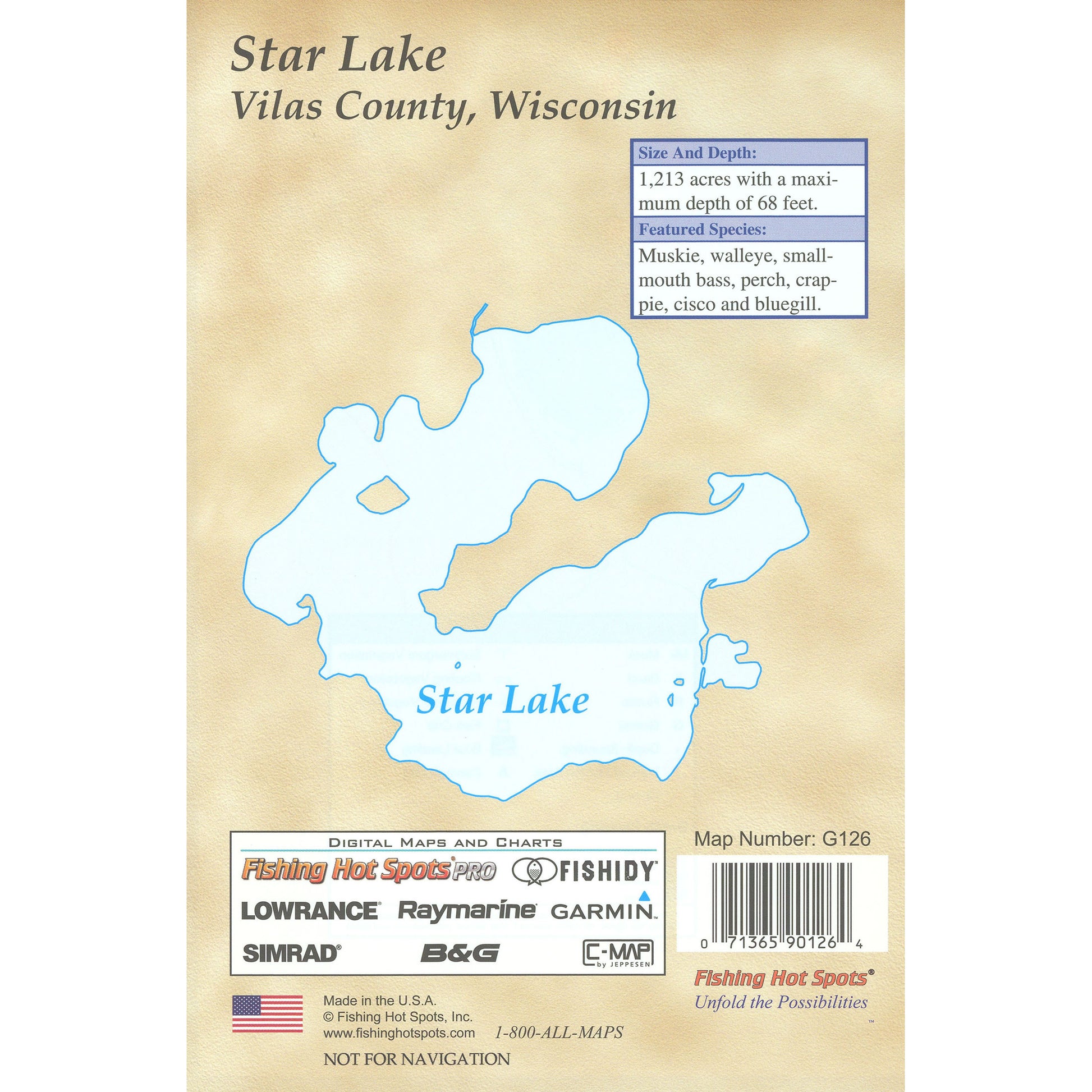 Star Lake (Vilas Co.) fishing map
