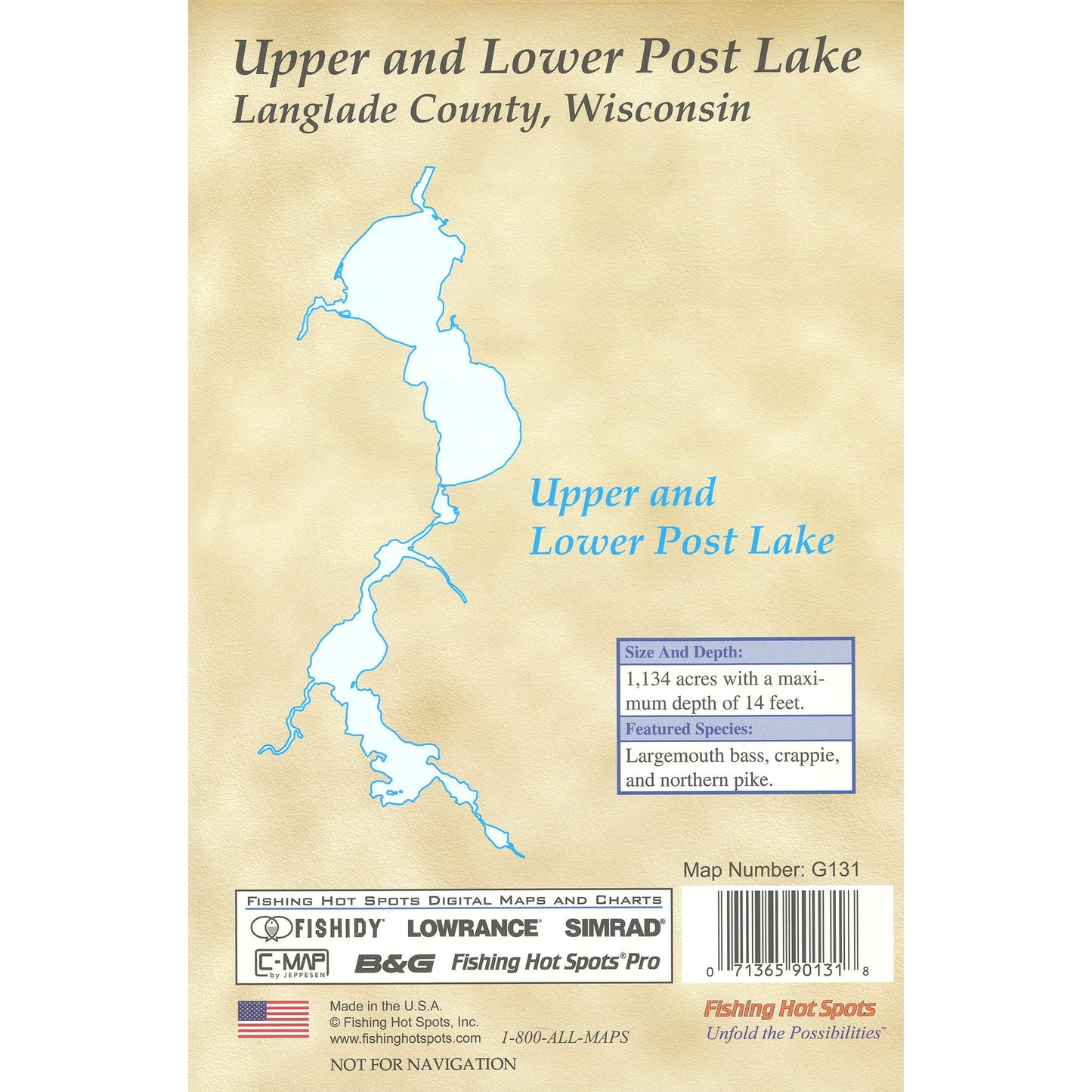 Post Lakes-Upper/Lower (Langlade Co) Fishing Map