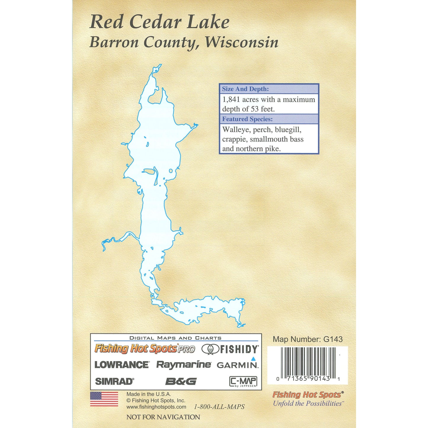 Red Cedar Lake (Barron Co) Fishing Map