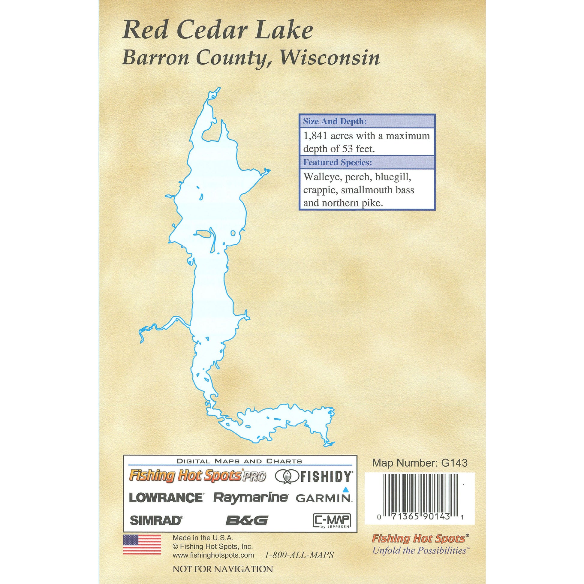 Red Cedar Lake (Barron Co) Fishing Map