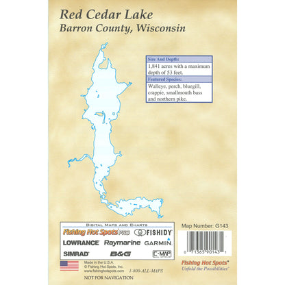 Red Cedar Lake (Barron Co) Fishing Map