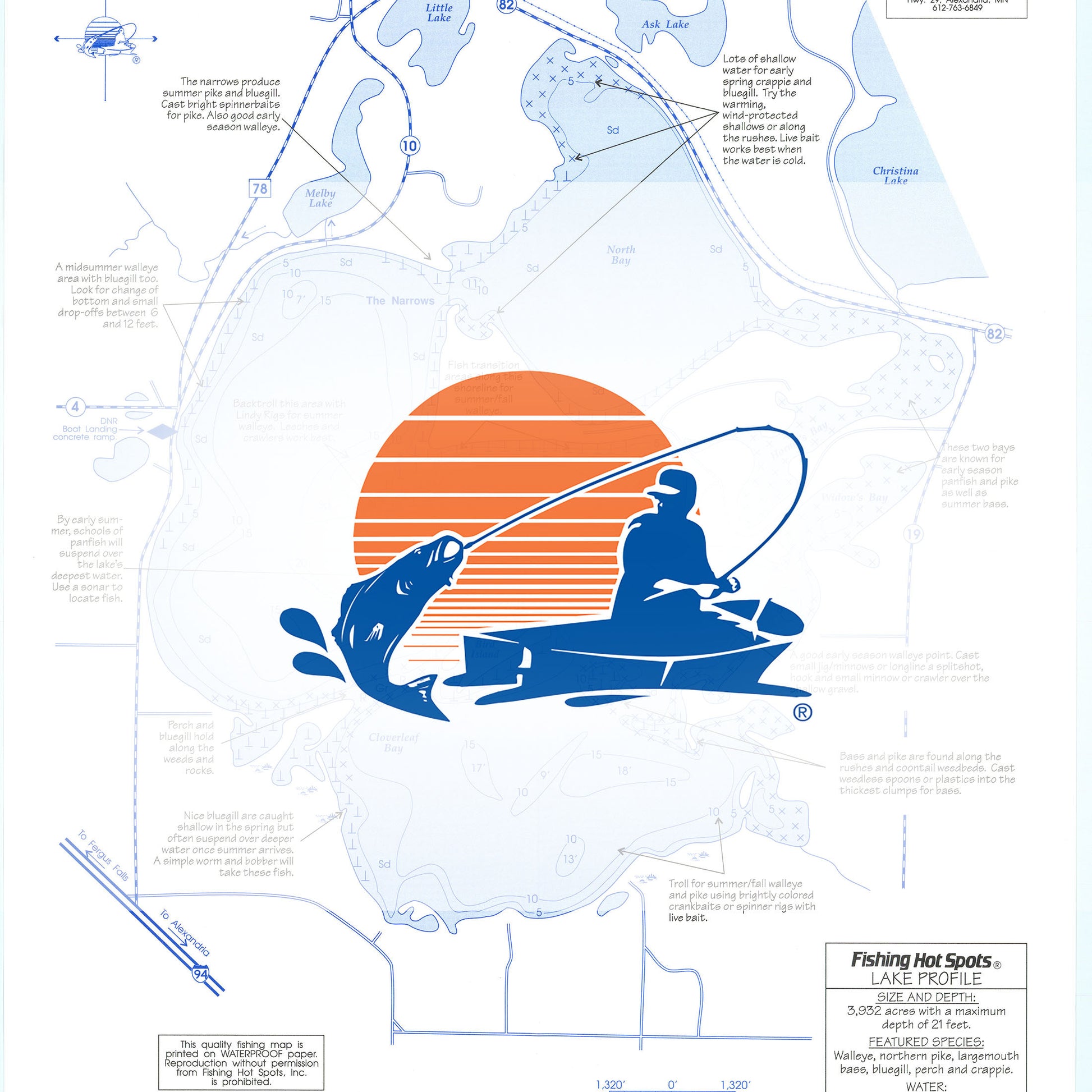Pelican Lake (Grant Co. Fishing Map, MN) Fishing Map