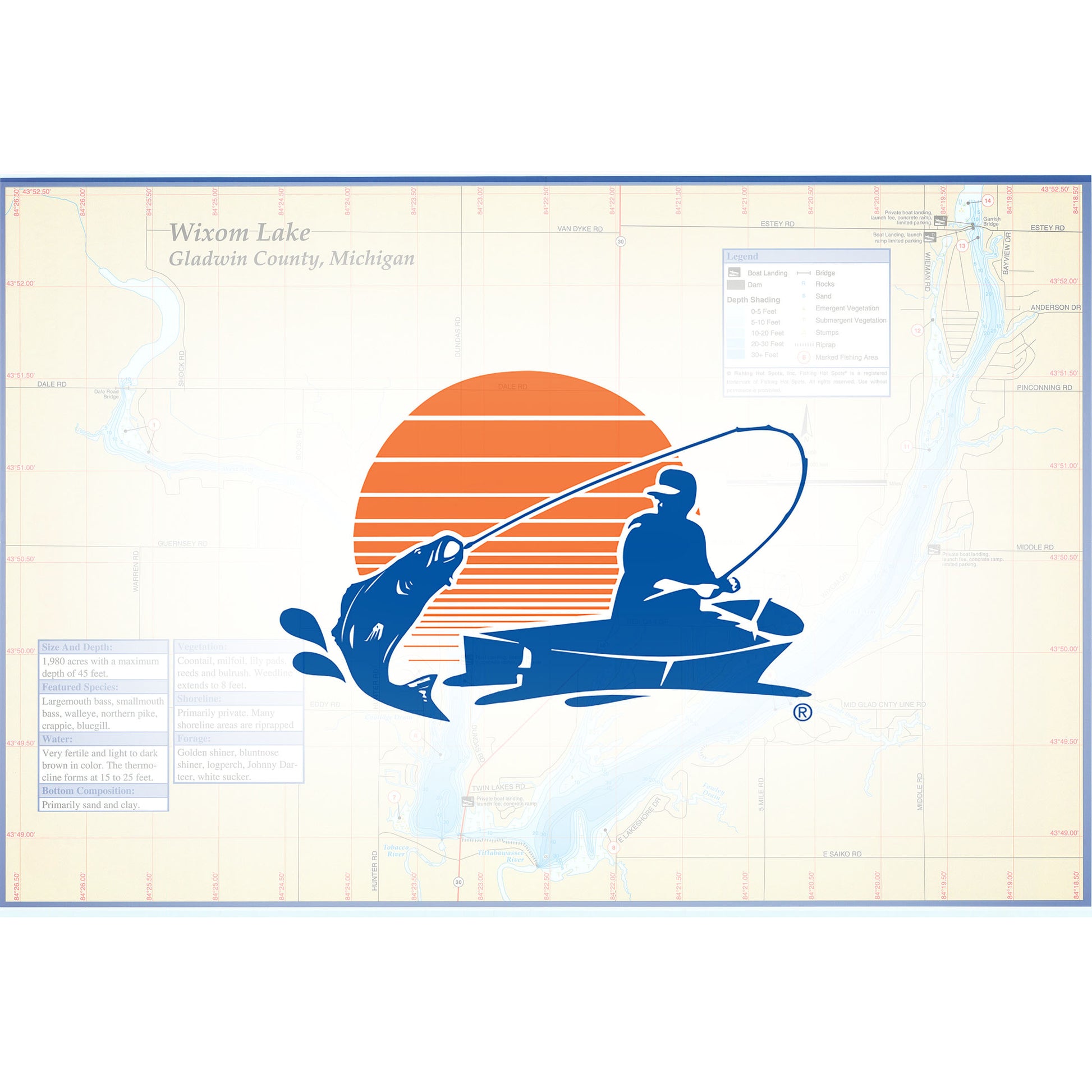 Wixom Lake Fishing Map