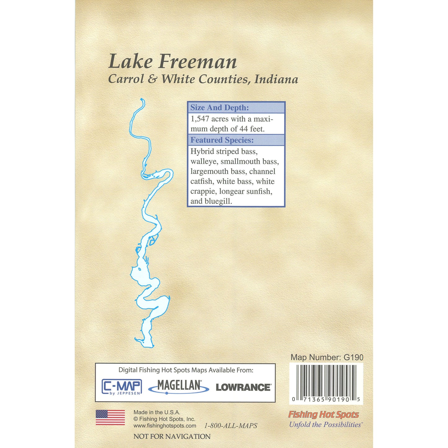 Lake Freeman Fishing Map, Lake