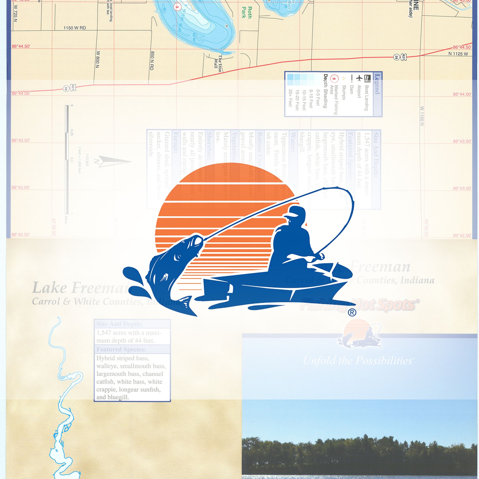 Lake Freeman Fishing Map, Lake