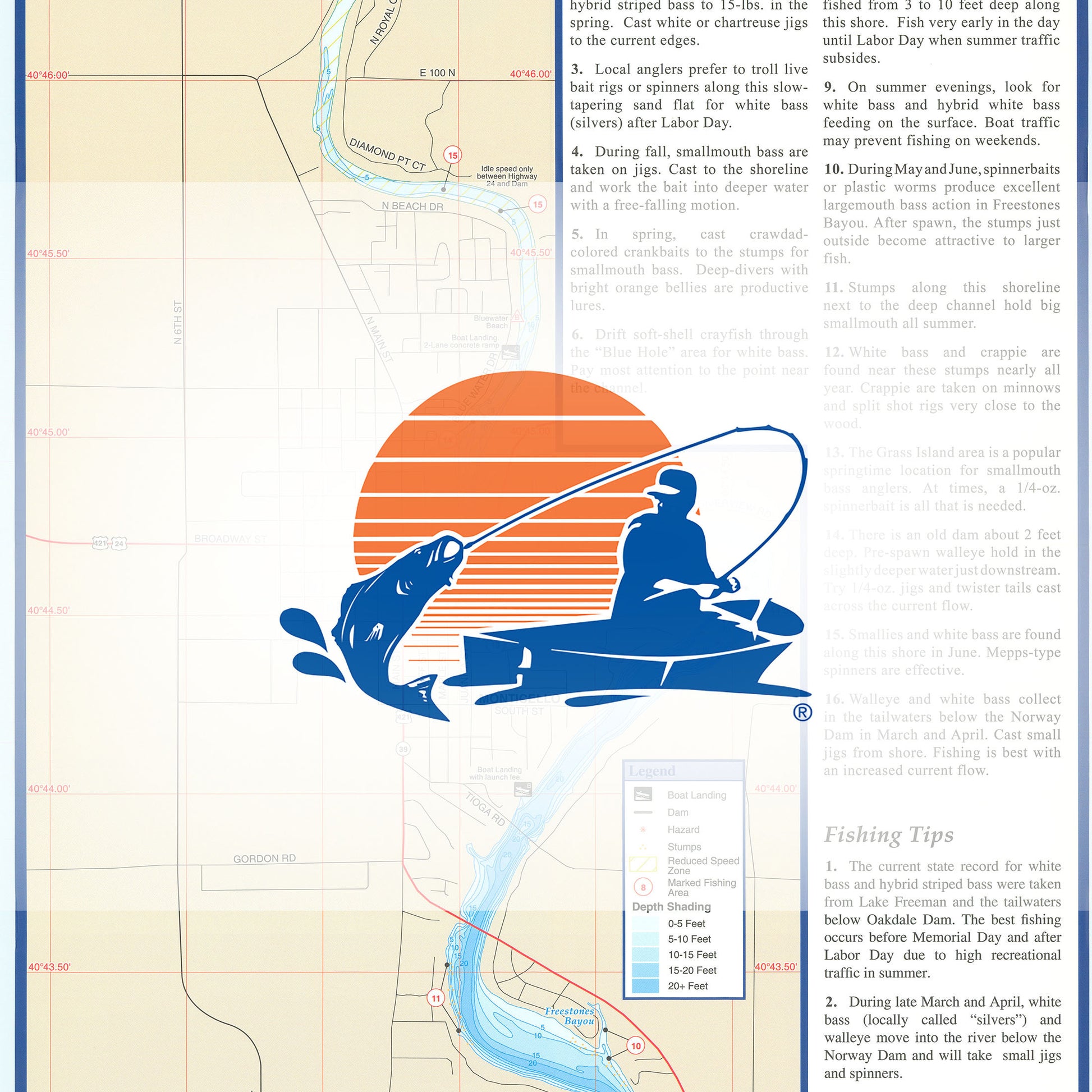 Lake Freeman Fishing Map, Lake