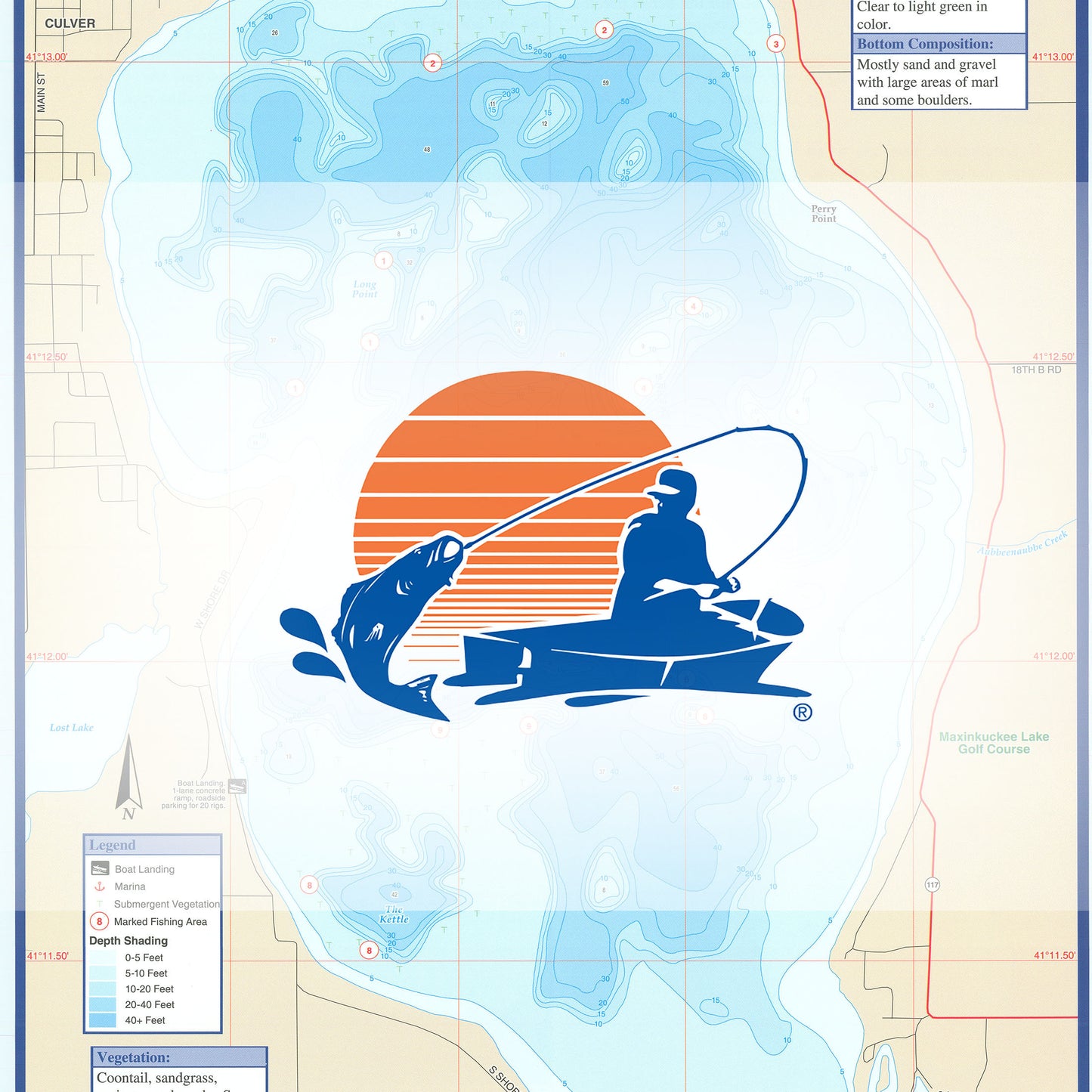 Maxinkuckee Lake Fishing Map