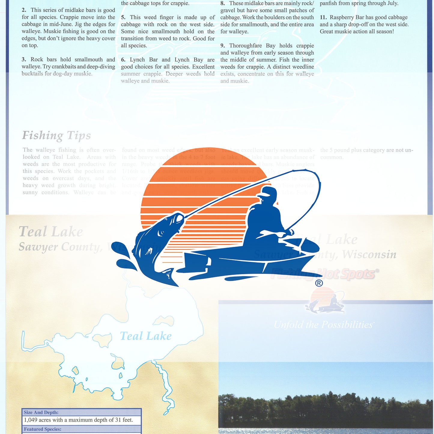 Teal Lake/Teal River Flowage (Sawyer Co) Fishing Map