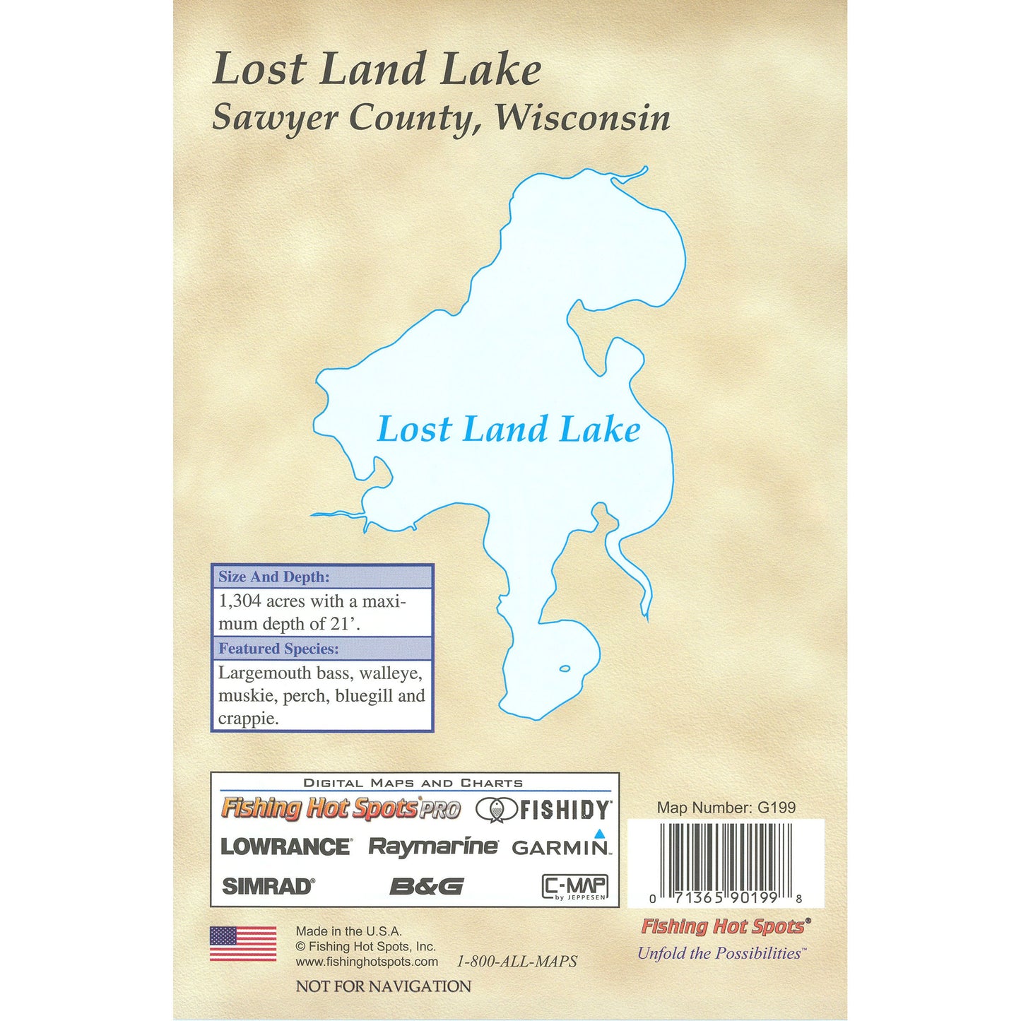 Lost Land Lake (Sawyer Co) Fishing Map