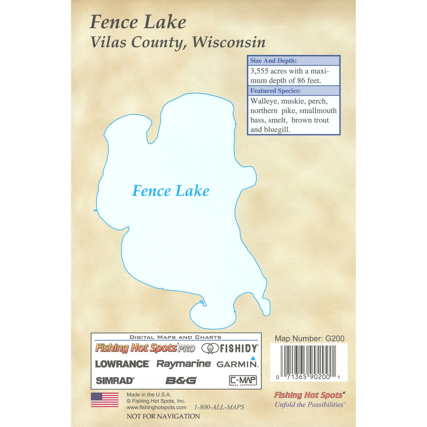 Fence Lake (Vilas Co) Fishing Map