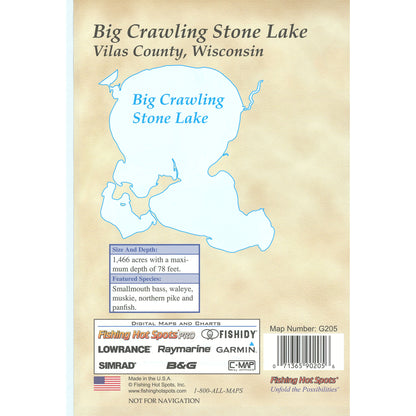 Big Crawling Stone Lake (Vilas Co) Fishing Map