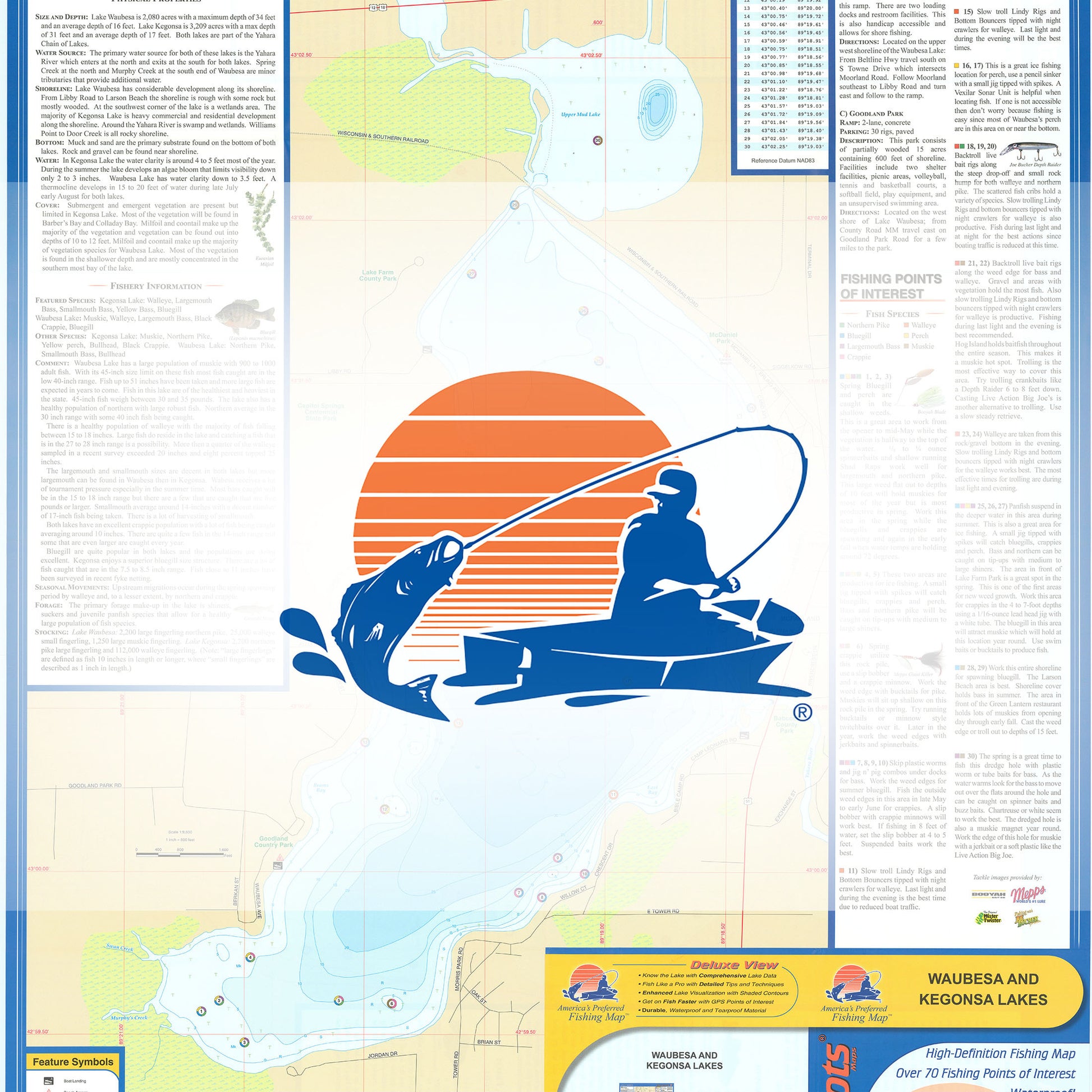 Waubesa & Kegonsa Lakes Fishing Map