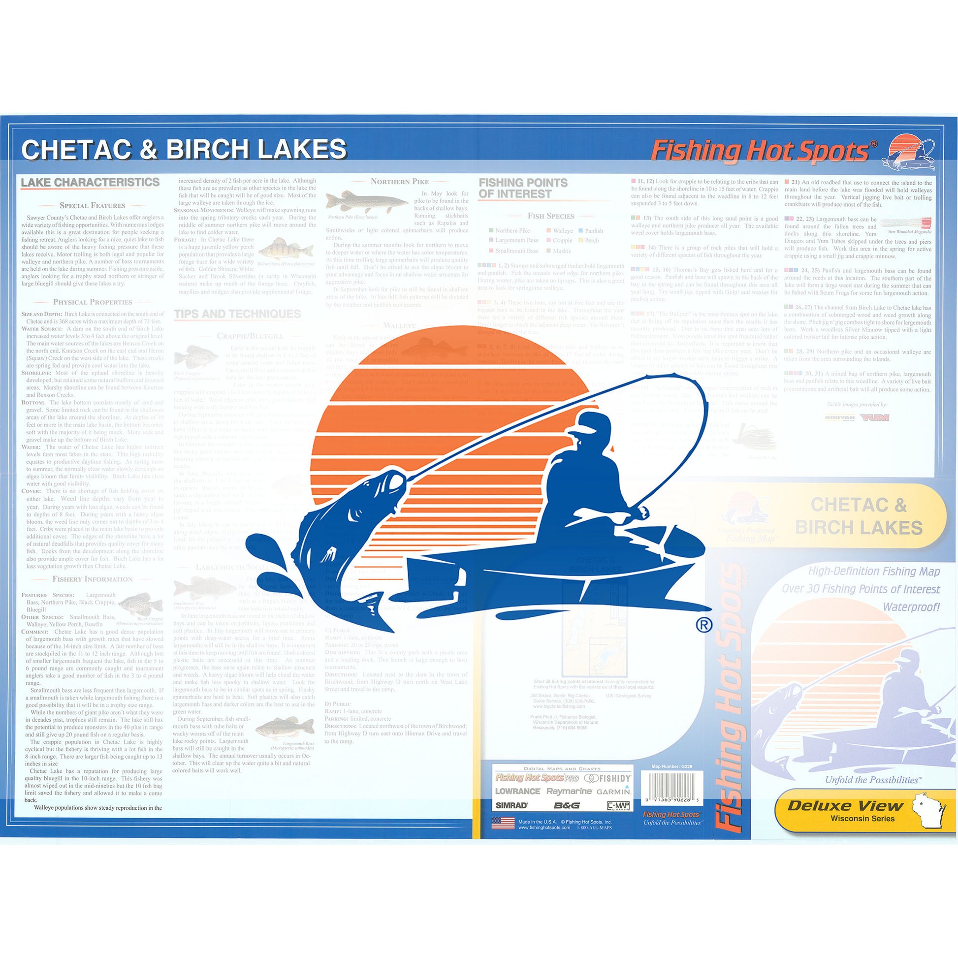 Chetac & Birch Lake (Sawyer Co) Fishing Map