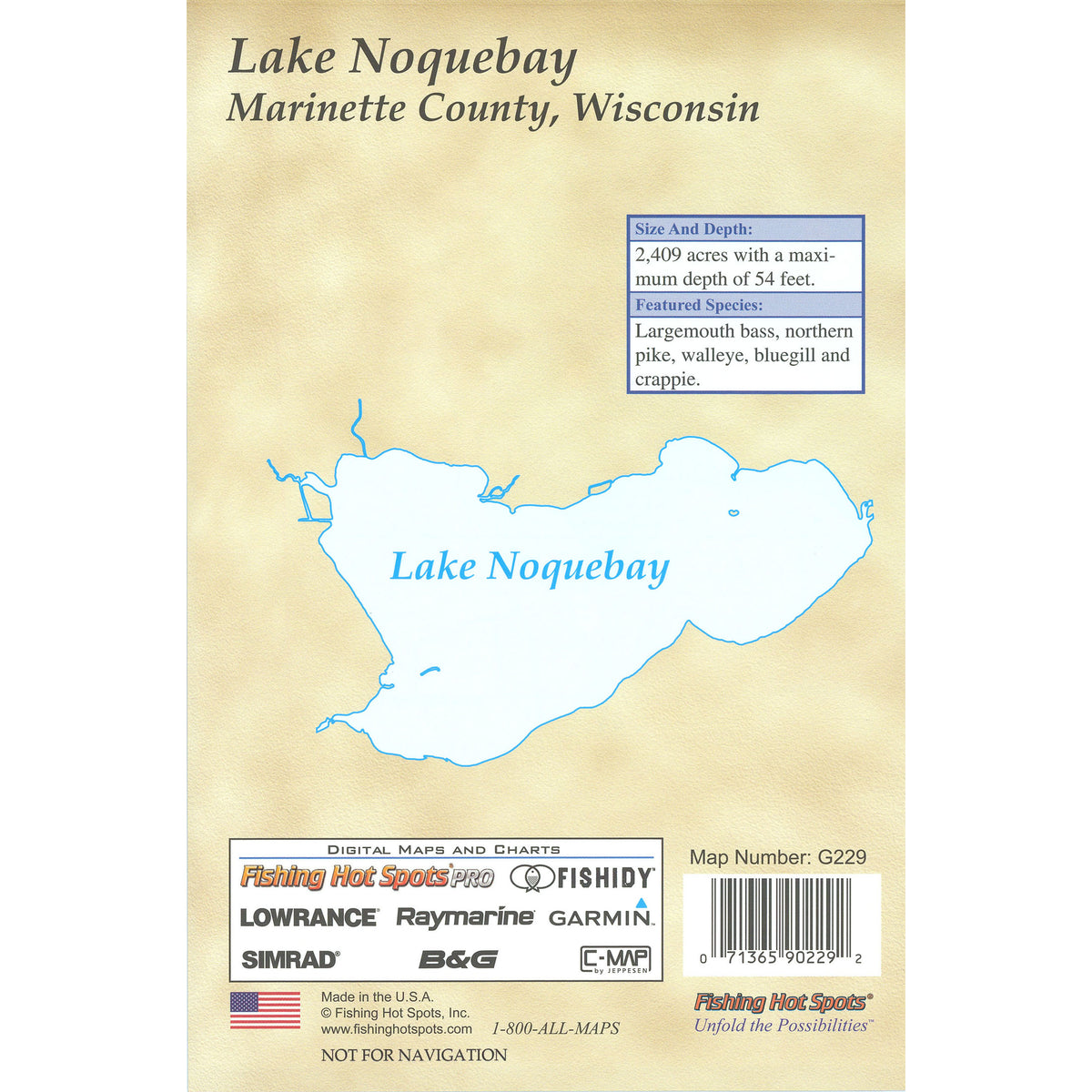 Lake Noquebay Fishing Map (Marinette Co)
