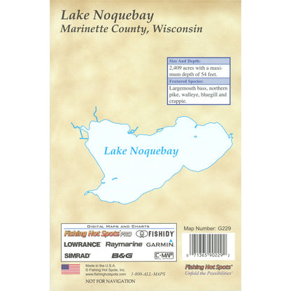 Lake Noquebay Fishing Map (Marinette Co)