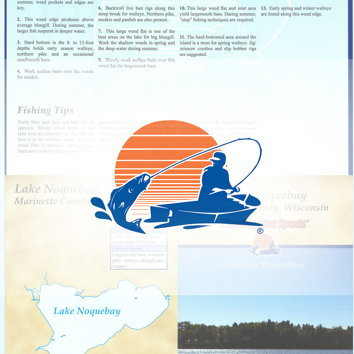 Lake Noquebay Fishing Map (Marinette Co)
