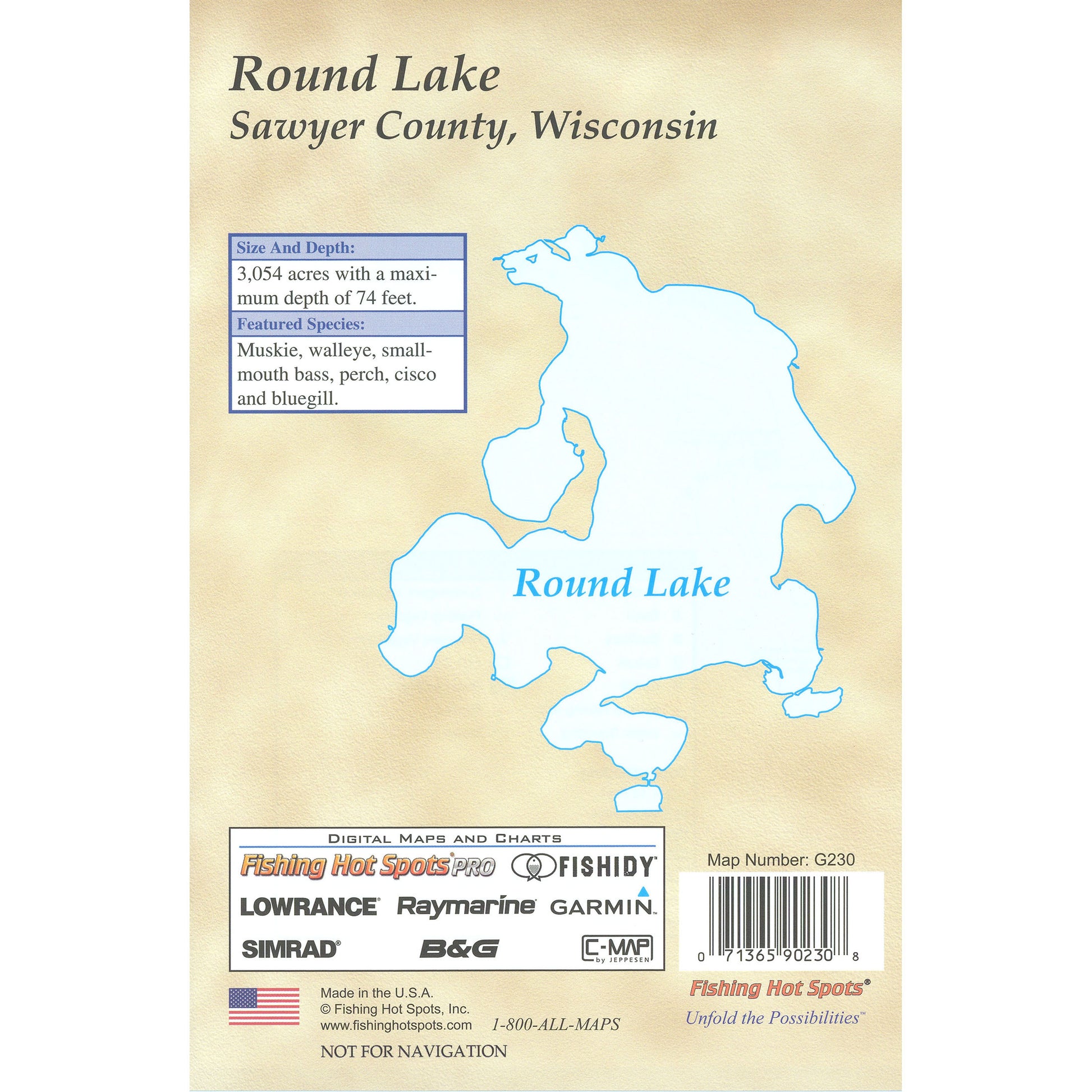 Round Lake (Sawyer Co) Fishing Map