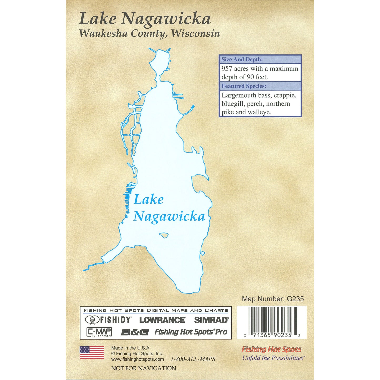 Nagawicka Lake Fishing Map (Waukesha Co)