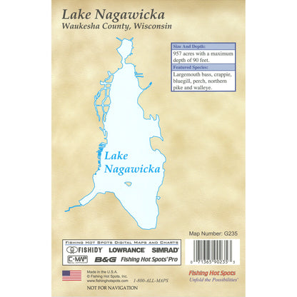 Nagawicka Lake Fishing Map (Waukesha Co)
