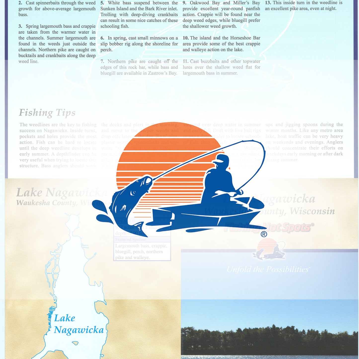 Nagawicka Lake Fishing Map (Waukesha Co)
