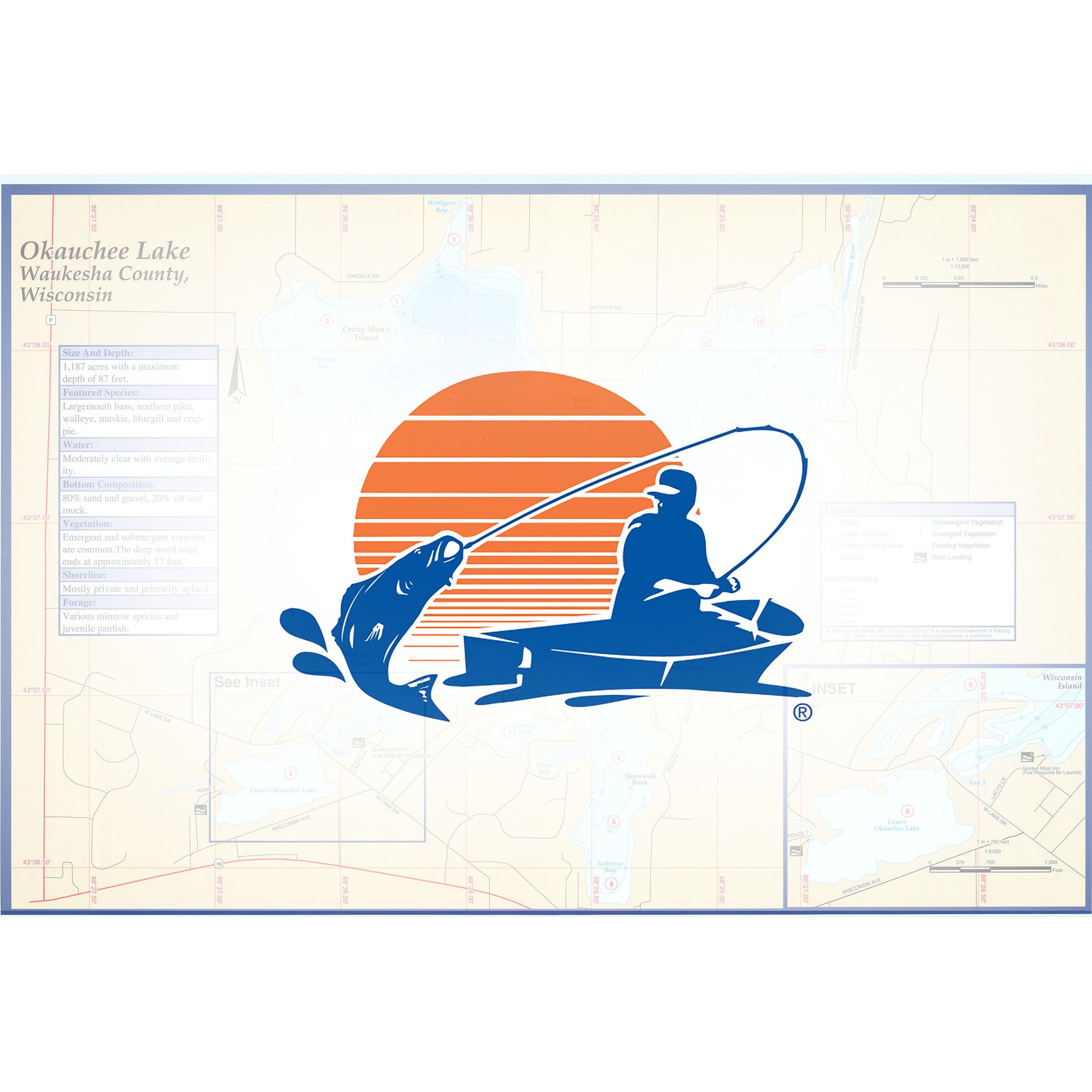 Okauchee Lake (Waukesha Co) Fishing Map