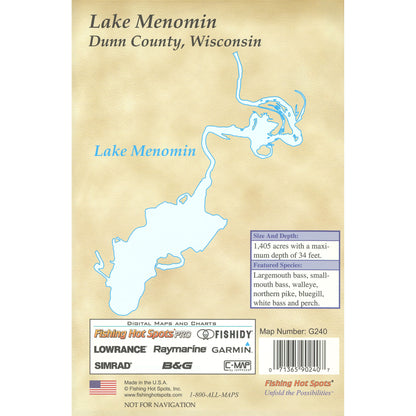 Lake Menomin Fishing Map (Dunn Co)