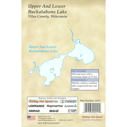 Buckatabon Lakes-Upper & Lower (Vilas Co) Fishing Map