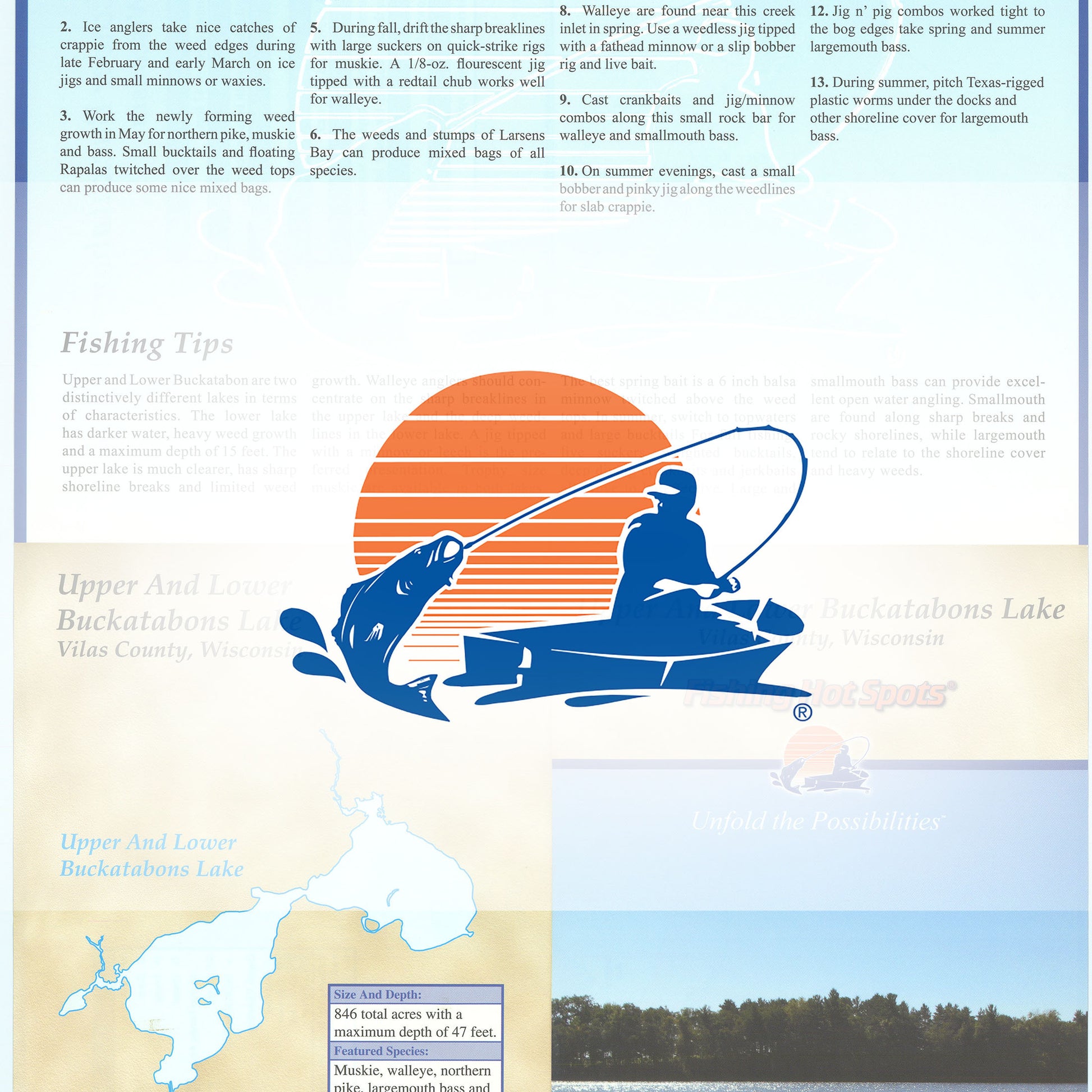 Buckatabon Lakes-Upper & Lower (Vilas Co) Fishing Map