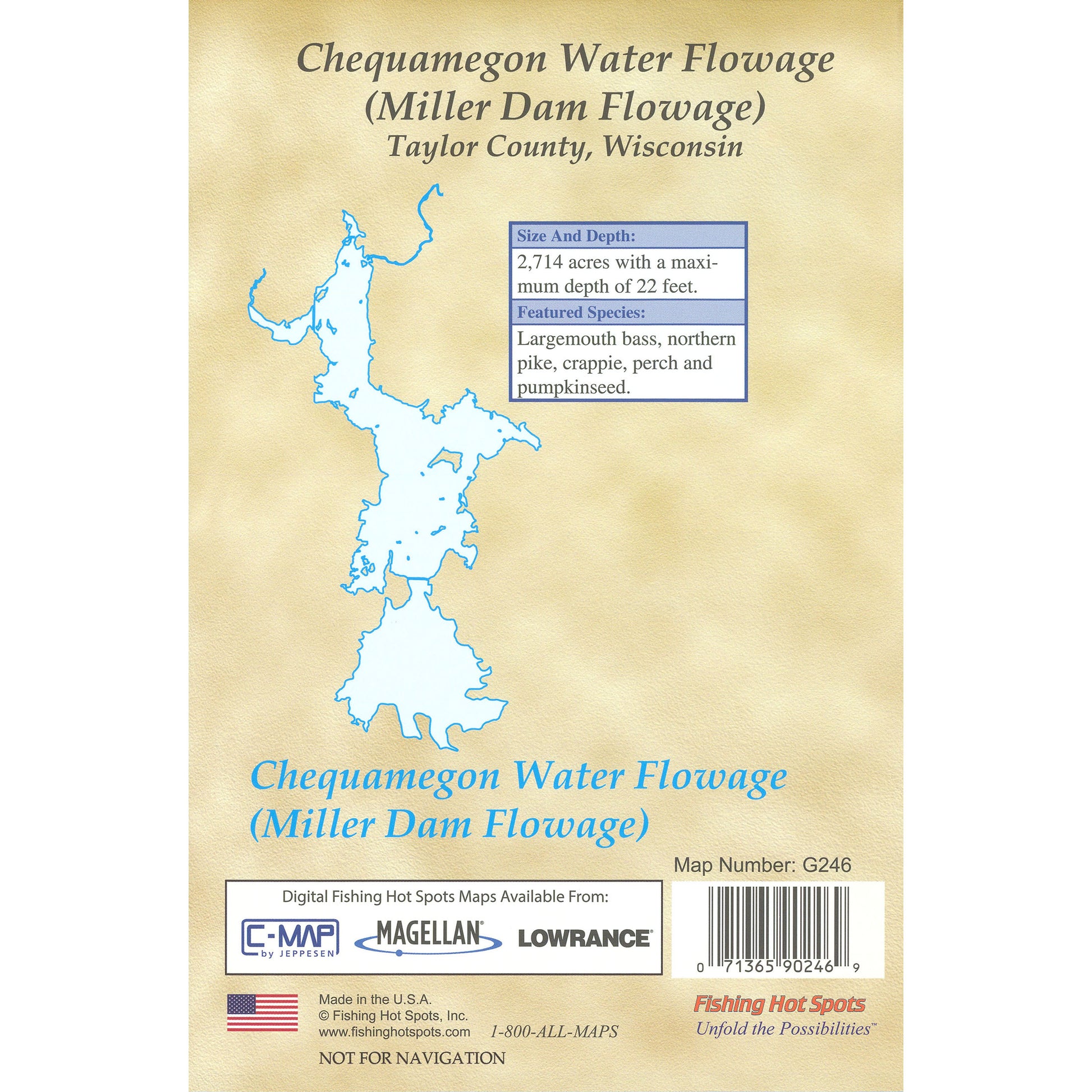 Chequamegon Waters-Miller Dam Flowage (Taylor Co) Fishing Map