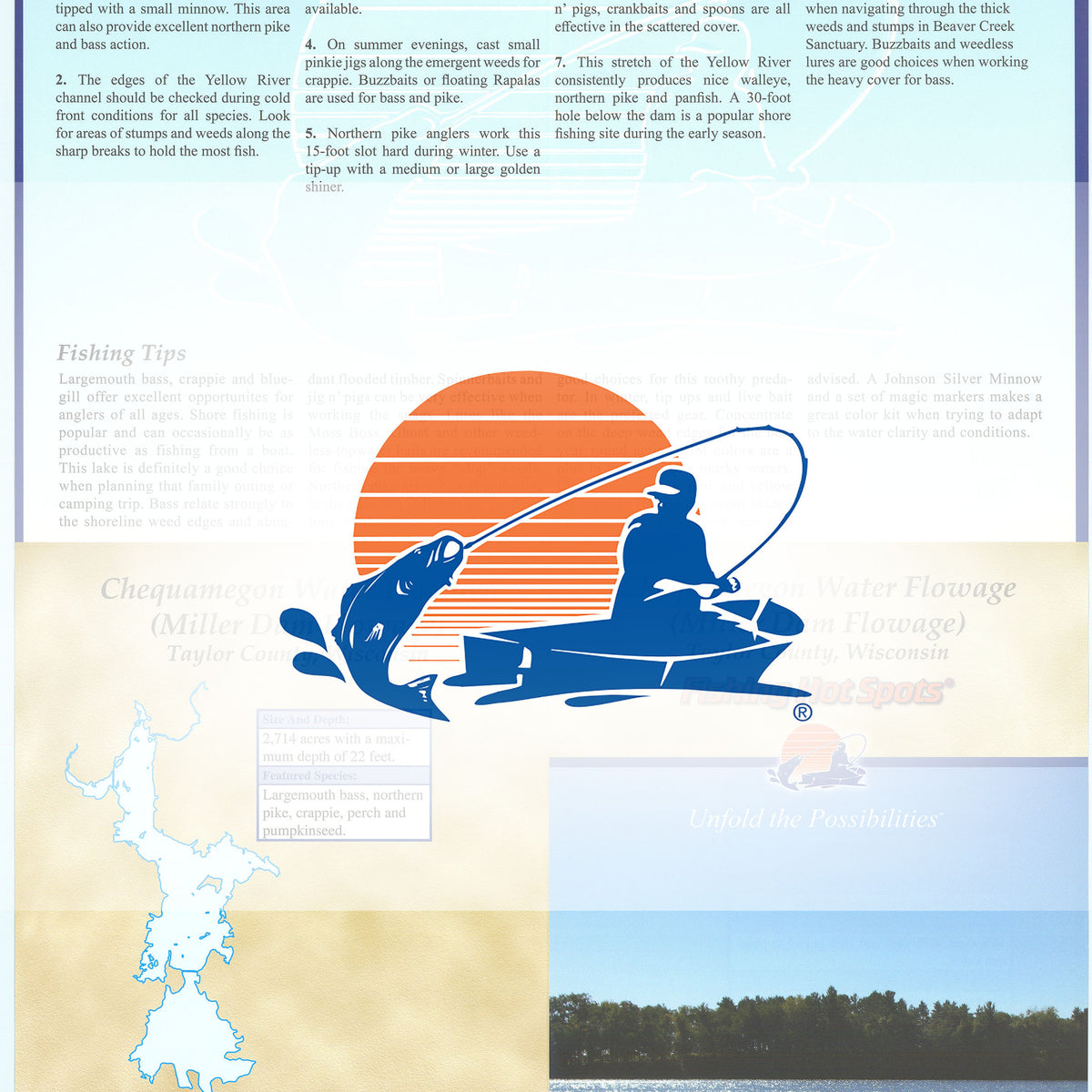 Chequamegon Waters-Miller Dam Flowage (Taylor Co) Fishing Map