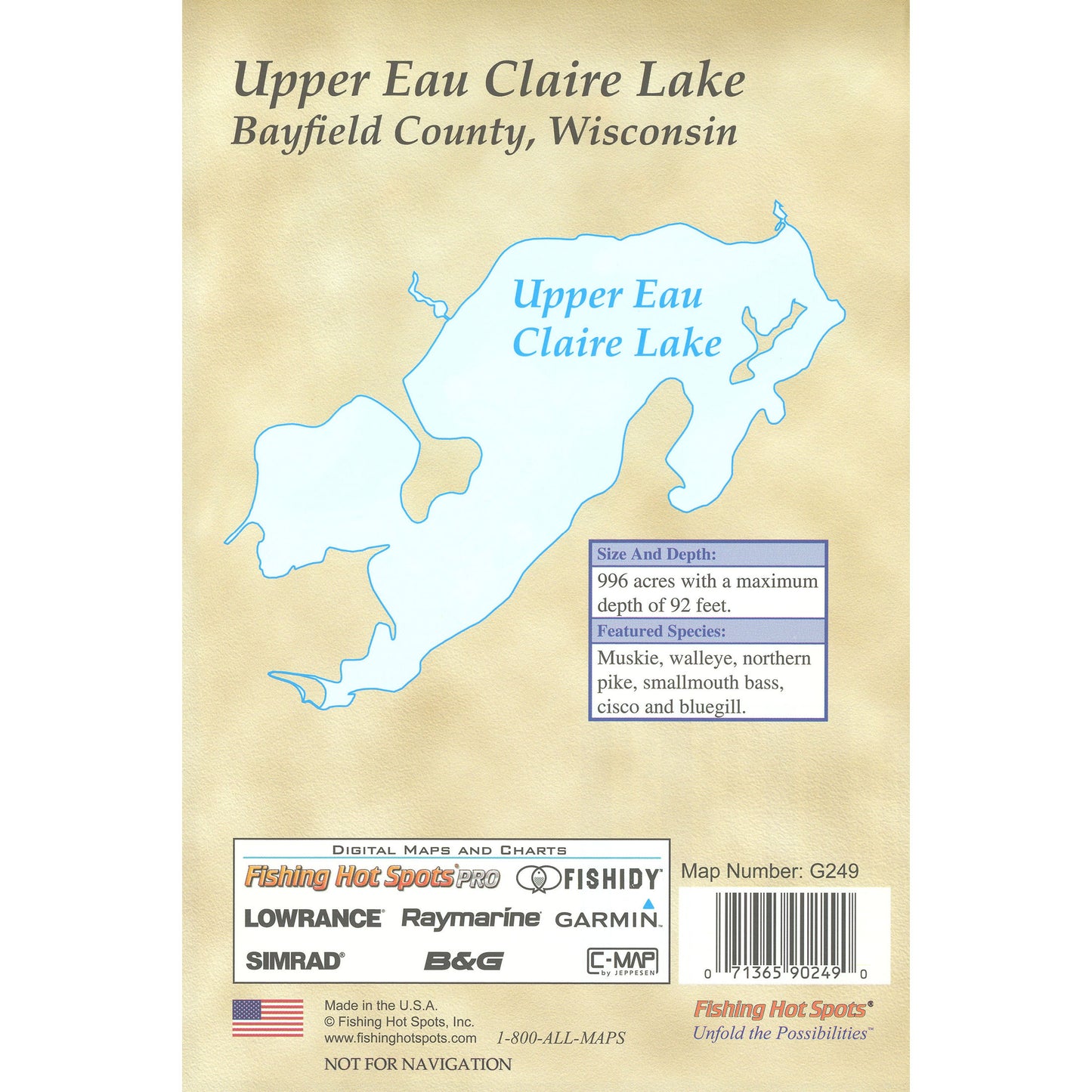 Upper Eau Claire Lake (Bayfield Co) Fishing Map