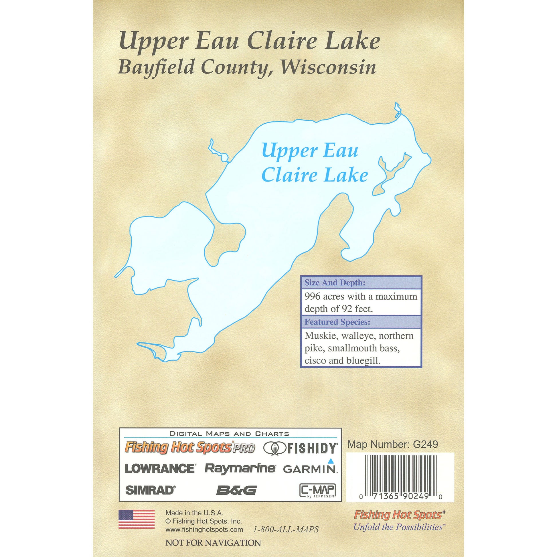 Upper Eau Claire Lake (Bayfield Co) Fishing Map