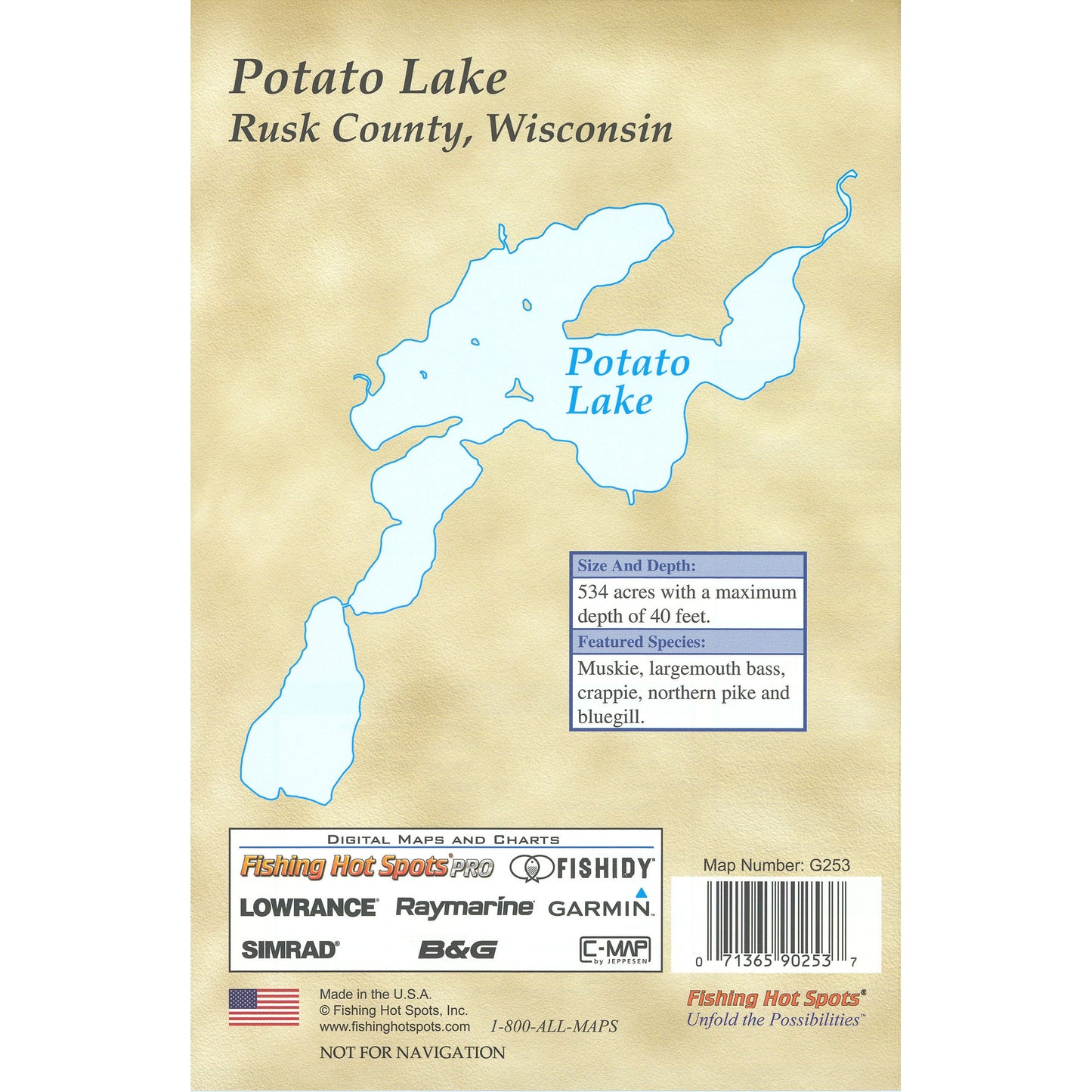 Potato Lake (Rusk Co) Fishing Map