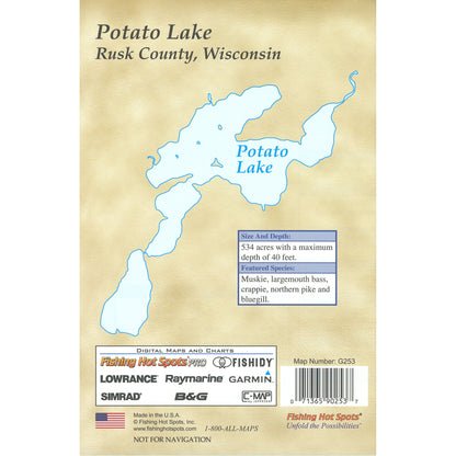 Potato Lake (Rusk Co) Fishing Map