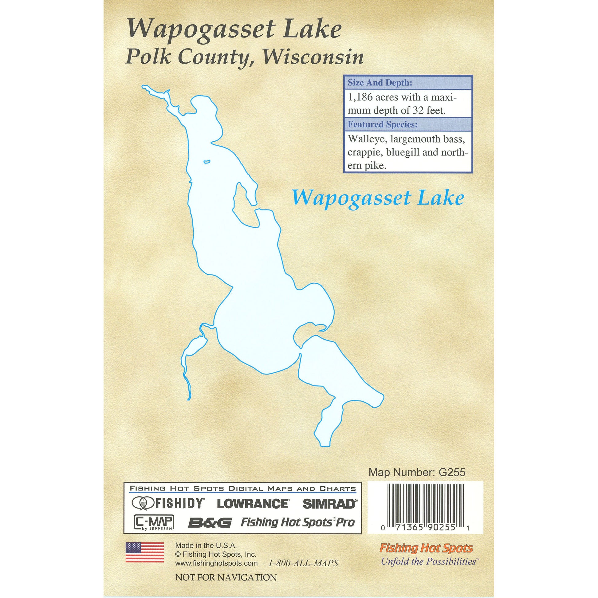 Wapogasset Lake (Polk Co) Fishing Map