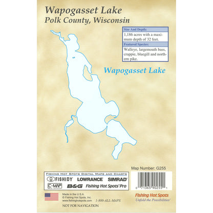 Wapogasset Lake (Polk Co) Fishing Map
