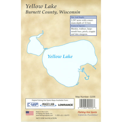 Yellow Lake, Burnett County, Wisconsin fishing map