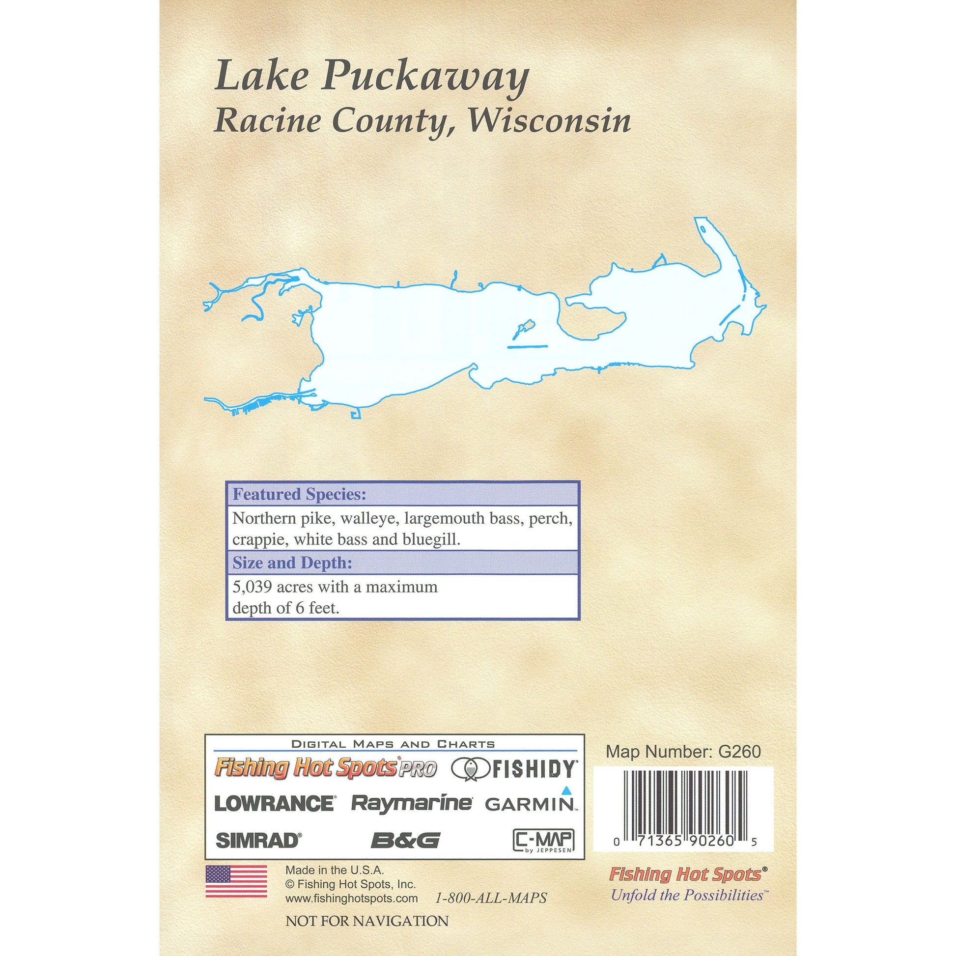 Puckaway Lake Fishing Map (Green Co)