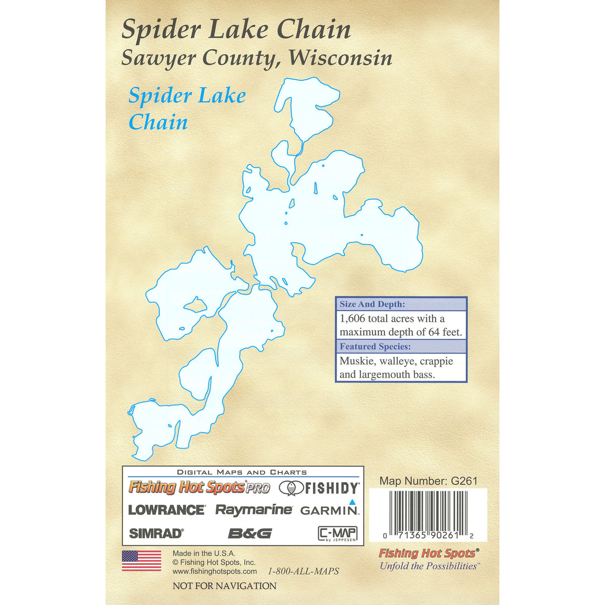 Spider Lake Chain Fishing Map (Sawyer Co)