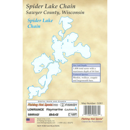 Spider Lake Chain Fishing Map (Sawyer Co)