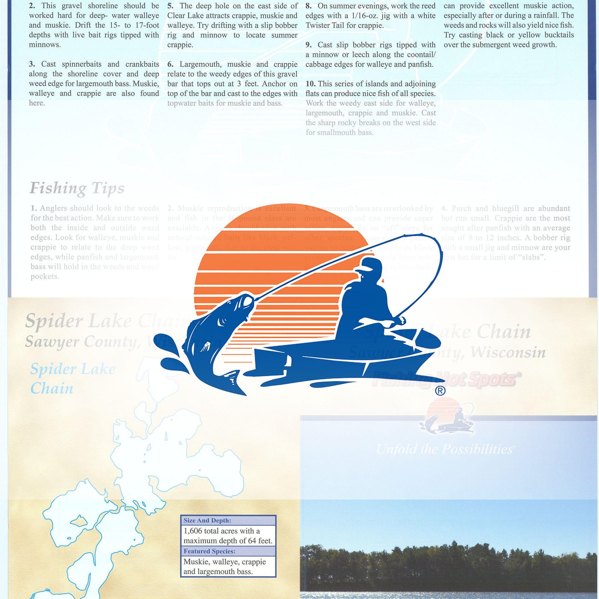 Spider Lake Chain Fishing Map (Sawyer Co)
