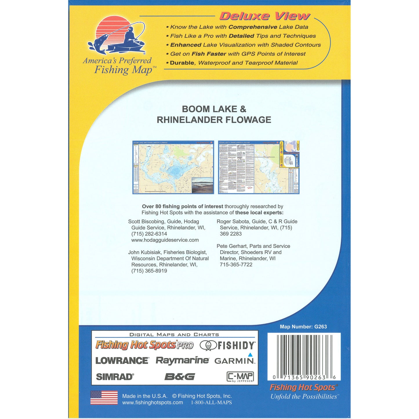Boom Lake & Rhinelander Flowage Fishing Map (Oneida Co)
