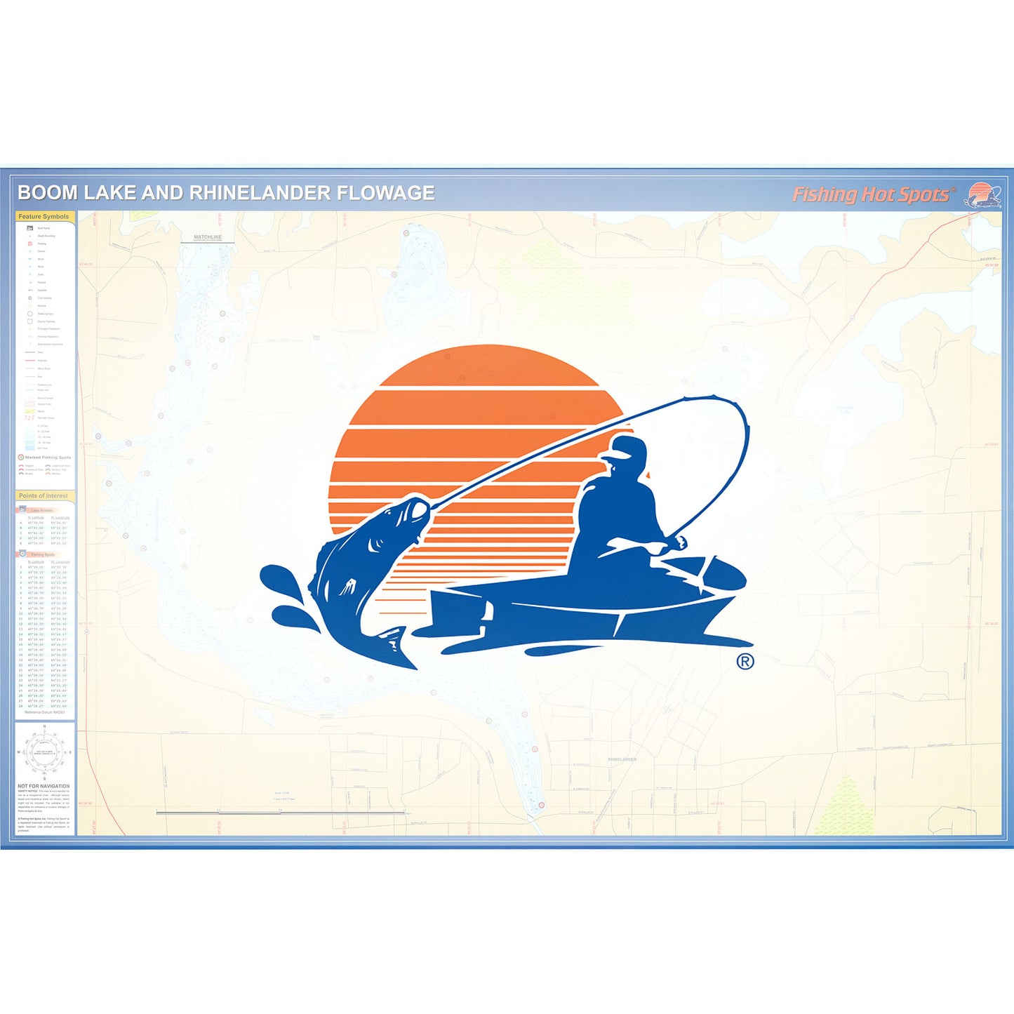 Boom Lake & Rhinelander Flowage Fishing Map (Oneida Co)