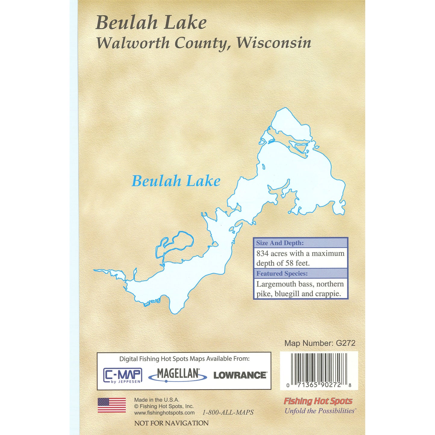 Beulah Lake (Walworth County, Wisconsin) fishing map