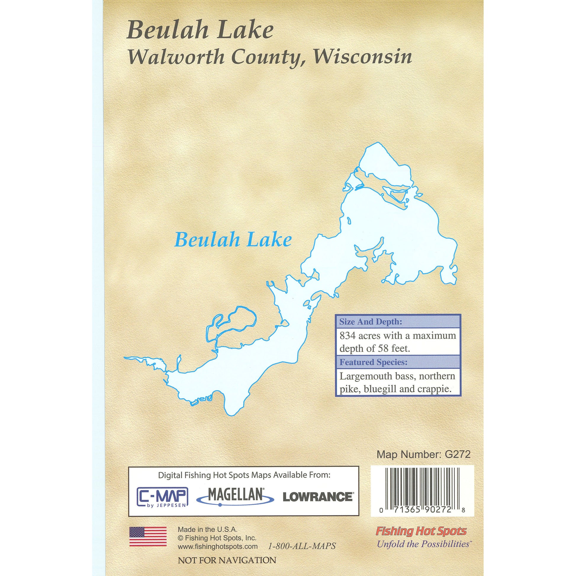Beulah Lake (Walworth County, Wisconsin) fishing map