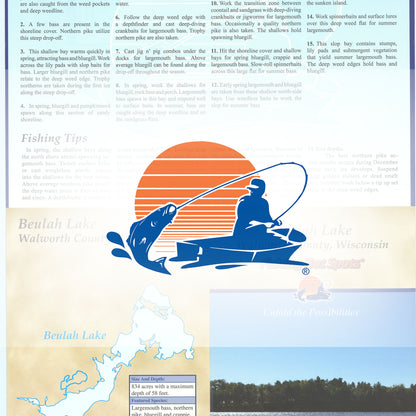 Beulah Lake (Walworth County, Wisconsin) fishing map